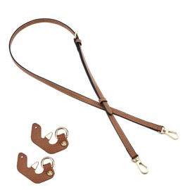 ZOOEASS Leather Purse Strap Replacement Bag Straps for Longchamp Handbags Women Leather Crossbody Shoulder Strap Adjustable（013G-Brown）