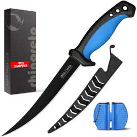 Rhinoreto Fillet Knife for Fish, Razor Sharp Flexible German Stainless Steel Blade 5-9 inch, Professional Knives for Filleting and Boning, with Non-Slip Handle, Protective Sheath and Sharpener set