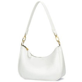 KKXIU Shoulder Bag for Women Cute Hobo and Tote Handbags Retro Clutch Underarm Purse with 2 Removable Straps (White)