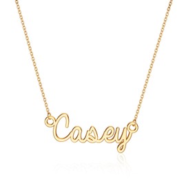 Turandoss Casey Necklace, 14K Gold Plated Name Necklace Casey Jewelry Gifts Gold Name Necklace for Women Jewelry
