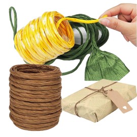 15Yard Raffia Paper Ribbon, 4mm Paper String Colorful Twisted Paper Craft Rope Wrapping Ribbon for DIY Making Flower Basket, Gift Wrapping,Party Decor (Coffee Color)