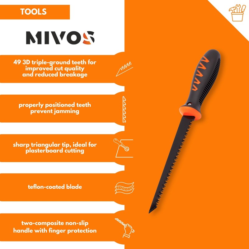 MIVOS Plasterboard Saw with 160 mm Blade - Drywall Saw