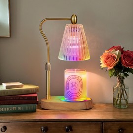Candle Warmer Lamp with 8 LED Colors Changing,Candle Warmer with Timer Dimmer, Electric Candle Lamp with Adjustable Height Home Decor for Secented Jar Candles