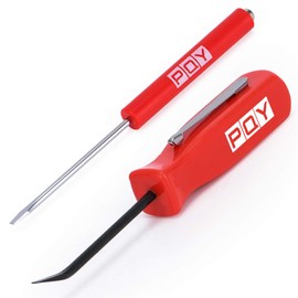 PQY Pocket Magnetic Screwdriver Slotted Head With Magnet Top + Mini Pry Bar Set Red