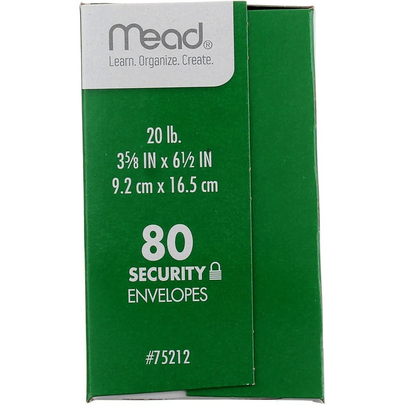Mead #6-3/4 Envelopes, 3-5/8" x 6-1/2", Security Printed Lining for