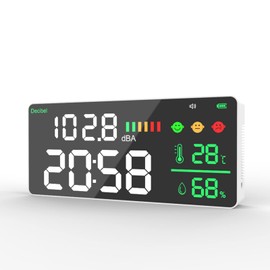 Kethvoz Decibel Meter Digital Sound Level Tester, Wall Mount Clock Monitor Noise dB Display Humidity Temperature with 11inch LED Screen, Decibel Reader for Classroom Studio Hospital