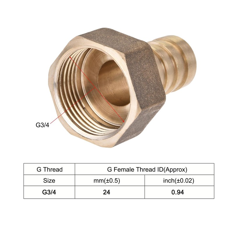 sourcing map Brass Barb Hose Fitting Connector Adapter 16mm Barbed
