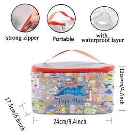 PXTIDY Cape May Travel Cosmetic Bag New Jersey Travel Gift Cape May Souvenirs Makeup Organizer Beach Bag New Jersey Trip Gift