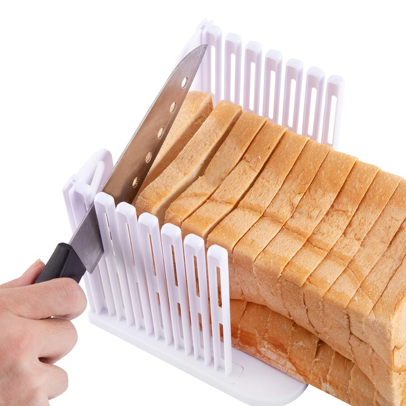 Foldable and Adjustable Bread Slicer, Cutting Guide for Homemade or