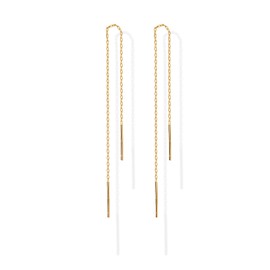 PAVOI 14K Gold Plated Sterling Silver Ball Threader Earrings for Women in Yellow Gold