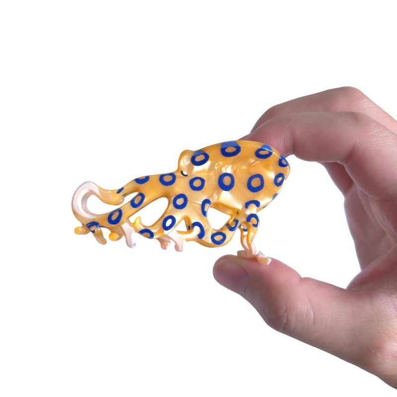 Cute Small Blue-Ringed Octopus Hair Clips,Novelty Acetate Ocean Element Claw