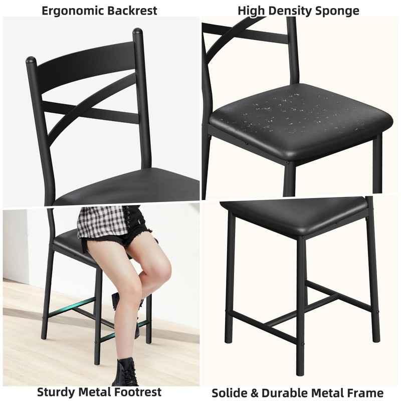 IDEALHOUSE Bar Stools Set of 4, Upholstered Bar Chairs with