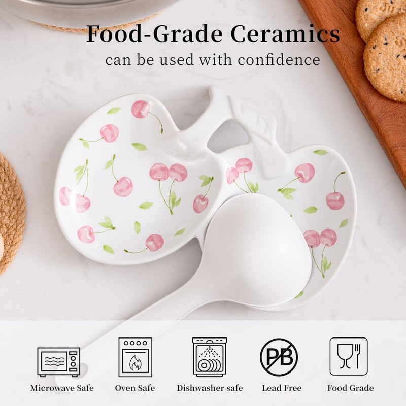 TEATALK Spoon Rest for Stove Top: Ceramic Spoon Holder, Cooking