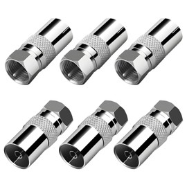 LLFYXM 6 Pcs TV Aerial Connectors F Male to TV Female, Aerial Coaxial Cable Adapter Connectors, F Type Aerial to Coax Coupling for Antenna, Satellite, Coaxial Cables