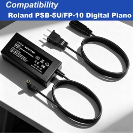 12V Power Cord for Roland PSB-5U/FP-10 Digital Piano Compatible with Roland PSB-5U/FP-10 Piano Power Adapter Charger