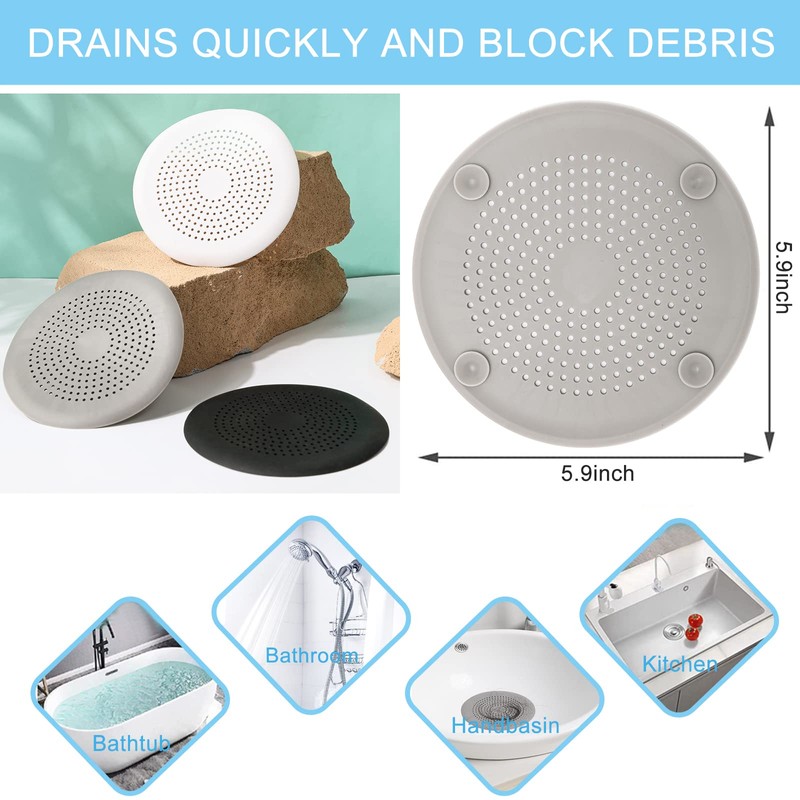 2 Pack Drain Hair Catcher Durable Silicone Hair Stopper Shower