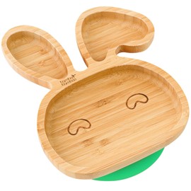 bamboo bamboo ® Baby and Toddler Suction Plate for Feeding and Weaning | Bamboo Bunny Plate with Secure Suction | Suction Plates for Babies from 6 Months (Bunny, Green)