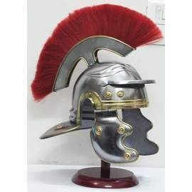 Medieval Roman Officer Centurion Helmet Historical Armor Helmet with Red Plume Rustic Vintage Home Decor Gifts