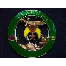 Equinox MR Shriners Green & Golden Heavy Alloy Car Emblem for The Ancient Arabic Order of The Nobles of The Mystic Shrine