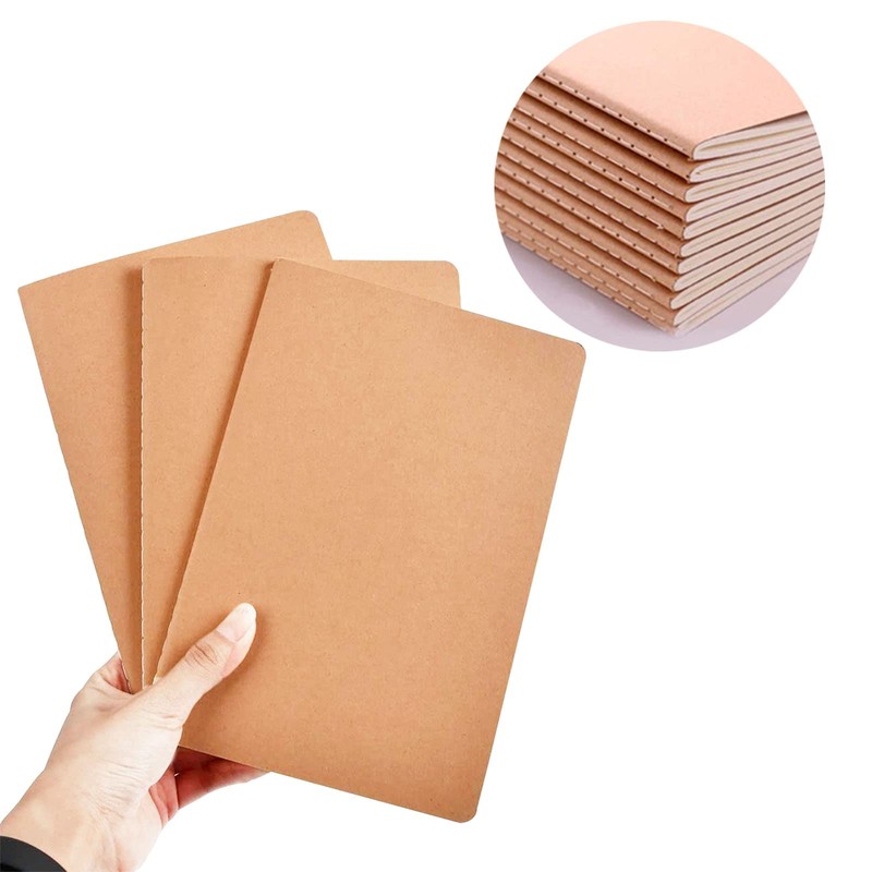 Hoshisea Pack of 6 Notebooks Pack A5 Kraft Notebook Kraft