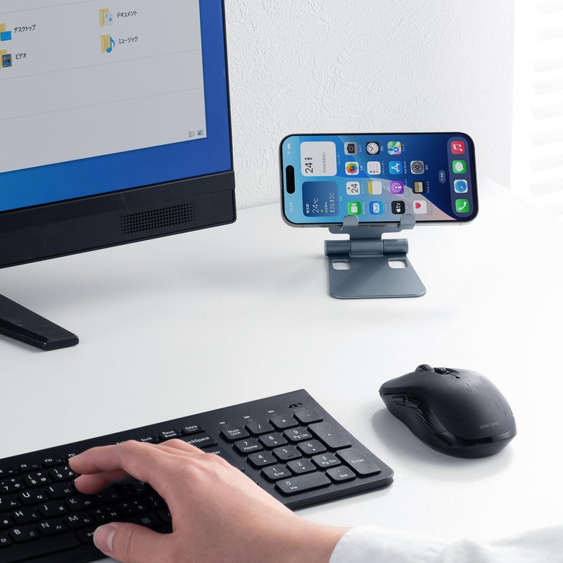 サンワサプライ スマートフォンスタンド（2関節） PDA-STN81GY