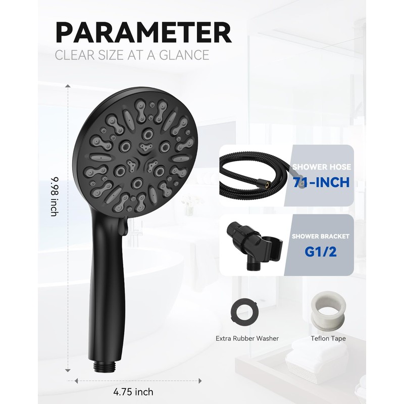 JDO Shower Head with Handheld, High Pressure Handheld Shower Head