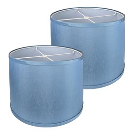 Royal Designs, Inc. Lampshades Set of 2 Drum Lamp Shade, Medium Fabric Lampshade, 13 x 13 x 10 in (Top x Bottom x Height), Blue - Pack of 2, Easy Assembly Required