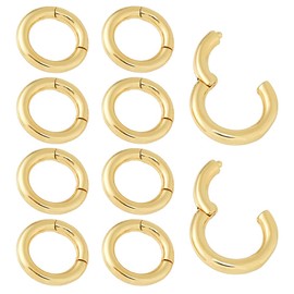Hobbspring 10pcs Round Carabiner Clip Snap 12 mm Trigger Spring Snap Clip Buckle Real 18K Gold Plated Metal Spring Key Ring Buckles for Jewellery Making DIY Key Chain Craft