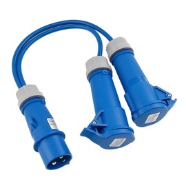 16 Amp Splitter Electric Cable Caravan Motorhome 2 Way Hook Up Cable Splitter 16 A to 2 x16 A Adaptor Male to Female for Camping Caravans Motorhomes Catering Trailers and Generators (3 Pin Plug)