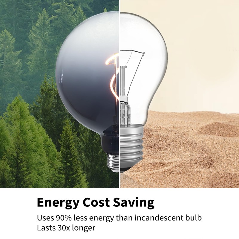 ONEWISH G150 Globe LED Bulb - Gradient Black Clear Glass