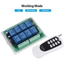 Serounder DC 12V Relay Remote Switch, RF Remote Control 8 Channel Relay Receiver Module 433Mhz for Garage Door Openers, LED Lights, Ceiling Fan
