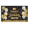 Happy Birthday Backdrop Banner Extra Large Black and Gold, Hanging