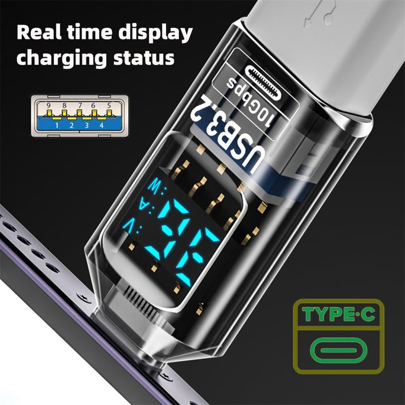 xiwai 3 Pieces/Lot Type C Adapter with Smart LED Digital