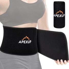 APEXUP Sweat Waist Trainer for Women and Men, Neoprene Waist Trimmer Belt Slimming Sweat Band Stomach Wrap with Removable Lumbar Support Bar for Workouts (L, Black)