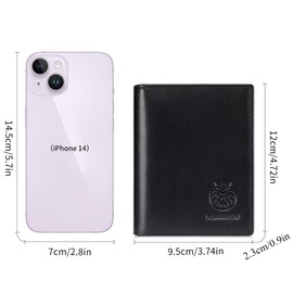 LUKZIJAES Genuine Leather Bifold Wallet for Men Rfid Blocking Large Capacity Vertical Wallets Mens with ID Window 15 Card Solts 2 Cash Pockets (Black)