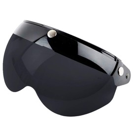 HEITIGN Helmet Visor Visor Universal 3 Snap Retro Helmet Visor Windproof Sun Half Face Motorcycle Helmets Visor (Black,Dark Brown)