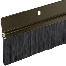 Heavy Duty Brush Door Sweep – 48" Long Brown Draft Stopper | Aluminum Holder with 2" Polypropylene Bristles | Weather Stripping Door Bottom Seal for Exterior & Interior Doors
