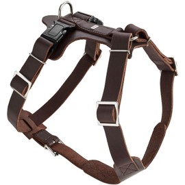 HUNTER AALBORG Dog Harness, Leather, M-L/1, Dark Brown