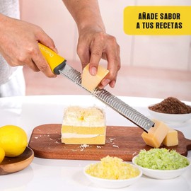 U Chef Rallador de Queso, Rallador de Limón de Cocina Profesional de Acero Inoxidable para lima, queso, ajo, jengibre, chocolate, verduras, frutas (Angosto)