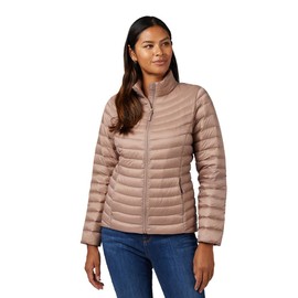 32 Degrees Women's Quilted Ultra-Light Down Packable Puffer Jacket | Layering |Semi-Fitted | Zippered Pockets | Water Repellent, Metallic Taupe, XX-Large