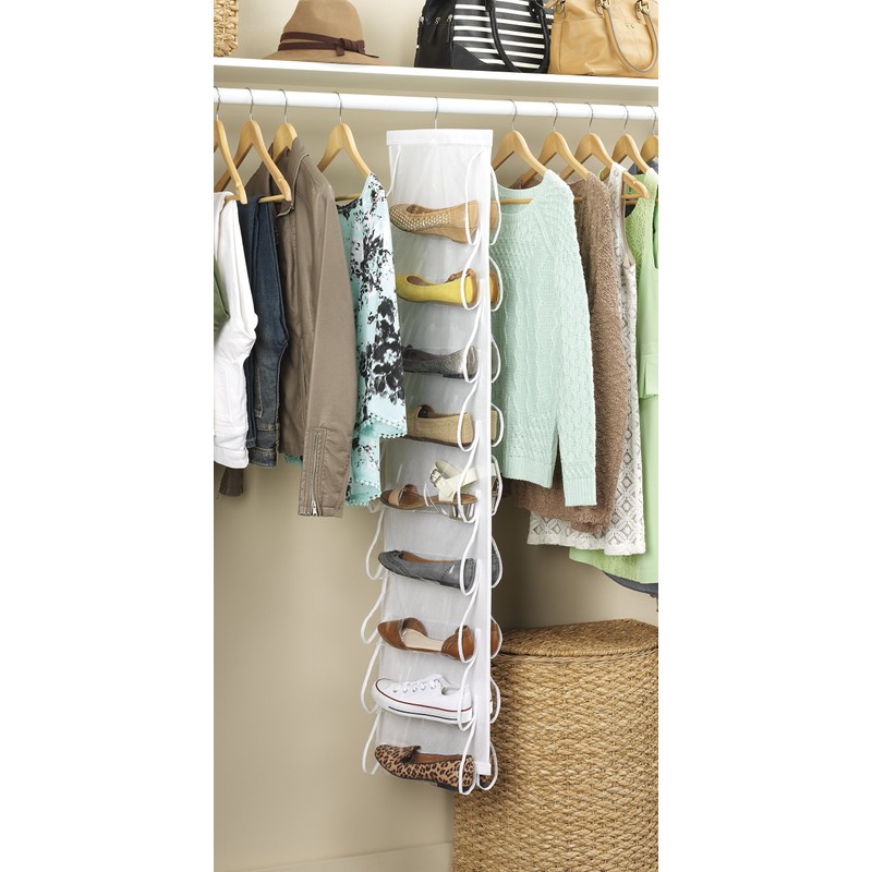 Whitmor Lima de zapatos colgante blanca, transparente