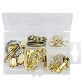 Picture Hangers, Coologin 55 Pieces Picture Hanging Kit Includes Hooks, Nails,and Picture Hanging Wire Holds 10lbs 30 lbs 5olbs,Golden
