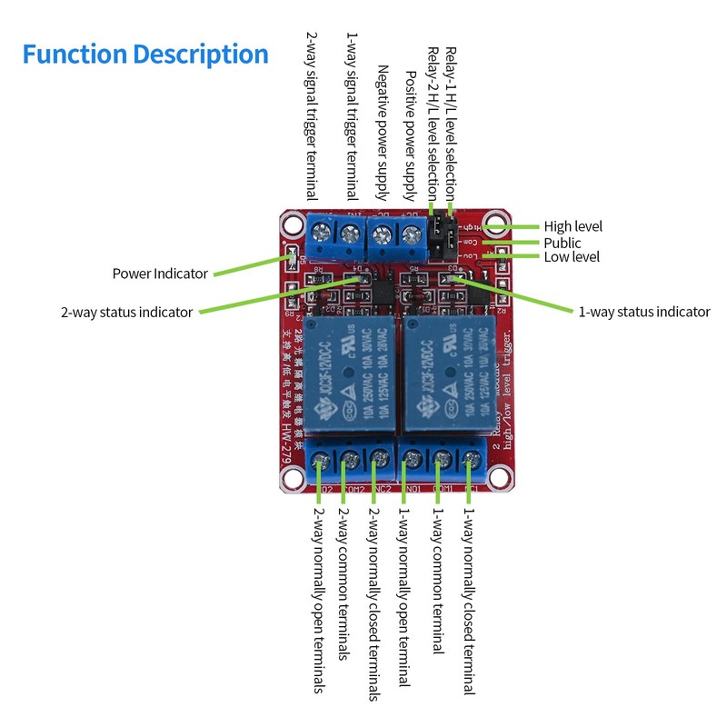 Podazz 2PCS 12V Relay Module Switch 2-Channel with Optocoupler Isolation,Supports