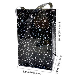 TotePrint Star Printing Clear Gift Bags with Handles Waterproof Transparent Plastic Vinyl PVC Gift Shopping Tote Bags with Handles for Wedding,Party,Outdoor,Champagne (Blue)