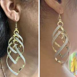 Gold Spiral Drop Earring Twist Wire Dangle Earrings Open Spiral Hoop Earrings Geometric Statement Swirl Earrings for Women Girls Jewelry Gifts
