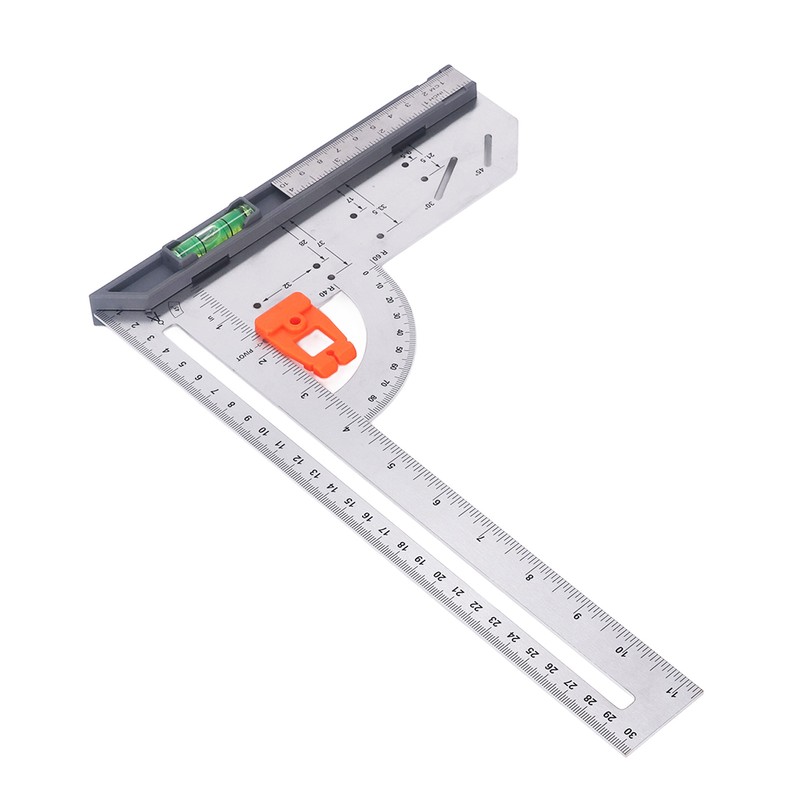 12in L Square Ruler Multifunction Scale Standard Carbon Steel Detachable