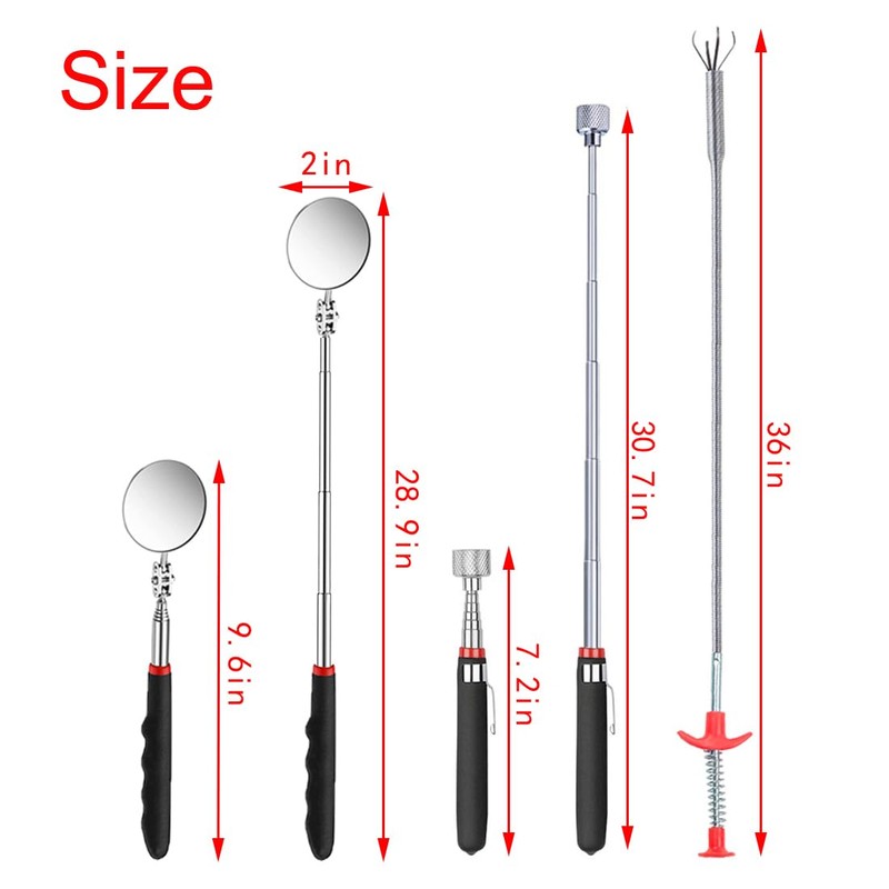 4 Pack Telescoping Magnet Pick-up Tool Set - Retrieving Telescoping