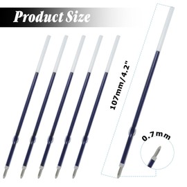 Bonsicoky 20 Pcs Ballpoint Ink Refills - 0.7 mm Medium Tip - 107 mm Length - Blue Ink for Retractable Pens, Perfect for Writing, School, and Office Use