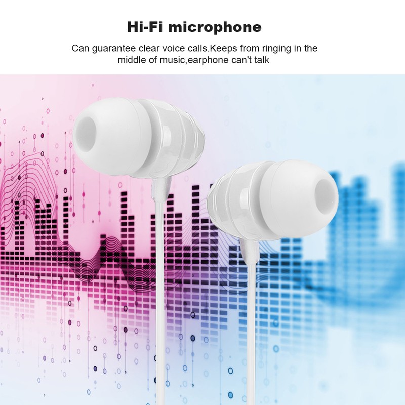 3.5mm Wired Control InEar Headphone Stereo Earphone with Microphone Wide