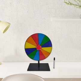TENOL Tabletop Prize Turntable Set Fortune Wheel,with Erasable Pen Roulette Wheel,Color Rotating Wheel for Party Shops Restaurant, 12 Grid